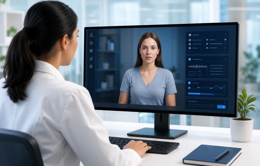 SimLab AI-patient training interview workspace